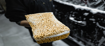 car wash with sponge and cloth